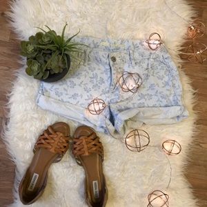 Floral Print Denim Shorts